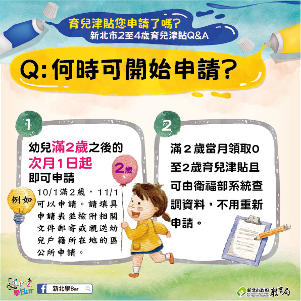 108年2至4歲育兒津貼申請q A 新北市幼兒教育資源網